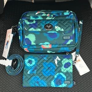 Lug Switch & Peekaboo crossbody/belt bag/wristlet set mystic bloom forest NWT